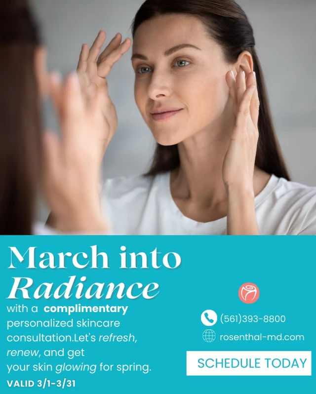 🍀 Happy St. Patrick’s Day! March is all about renewal and fresh starts, so why not treat yourself to the glow-up you deserve? 

🍀 Lucky You - 15% OFF all skincare this month! 💛 Glow Like Gold - Get $150 OFF your Skinvive Treatment! 🌸 March into Radiance - Enjoy a complimentary personalized skincare consultation to refresh, renew, and get your skin glowing for spring!

These offers are valid March 1-31, so don’t miss out on these exclusive deals to elevate your skin! Click on the link in our bio to schedule an appointment today! 

#RosenthalCosmeticAndPlasticSurgery #MarchSpecials #SkincareDeals #Skinvive #GlowUp #SpringSkin #BeautyEssentials